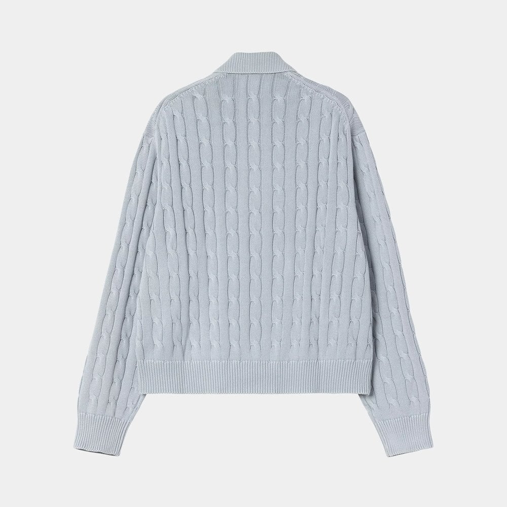 W' Carter Sweater Jacket - Blue Fog (Garment Dyed) - Image 2