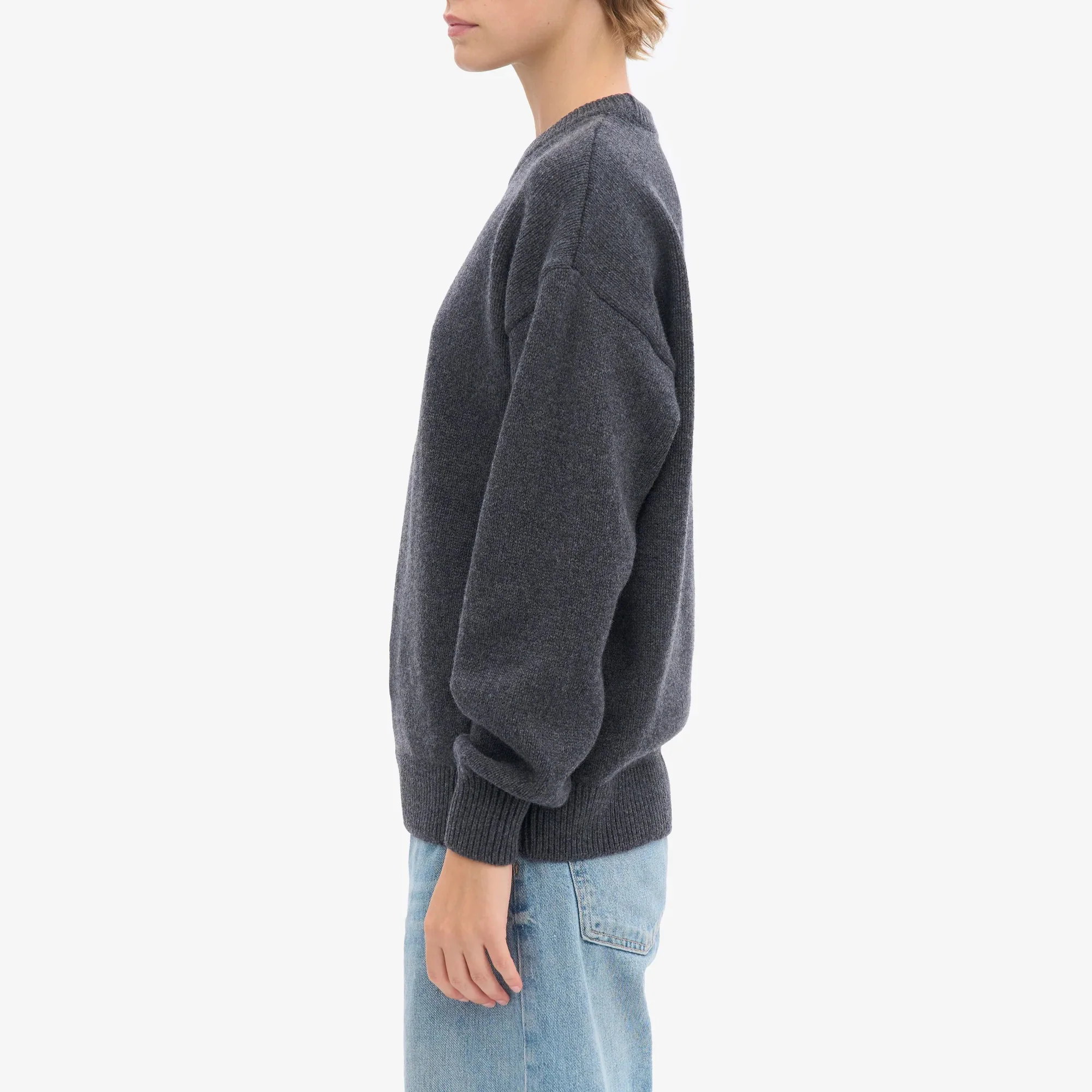 Oversized Merino Wool Crew - Lava Grey - Image 2