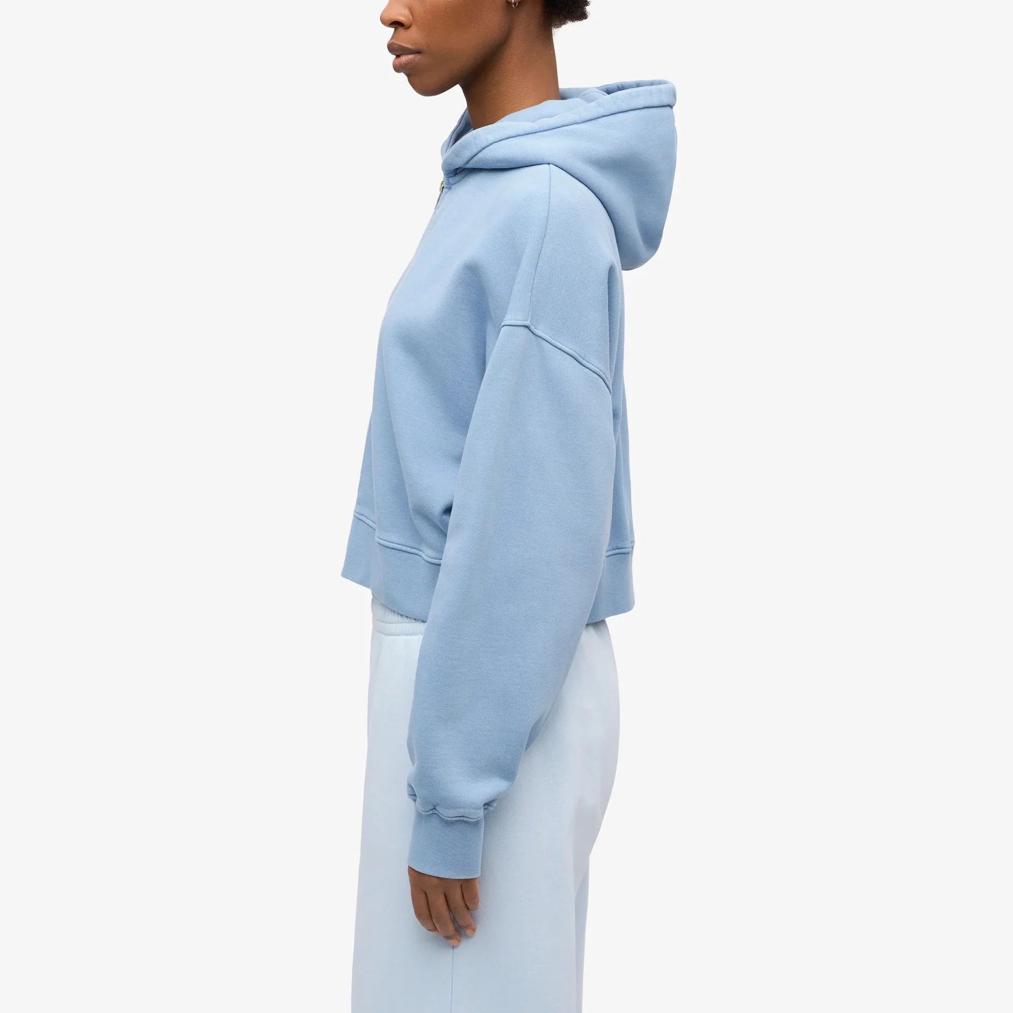 Women's Organic Crop Zip Hood - Seaside Blue - Image 3