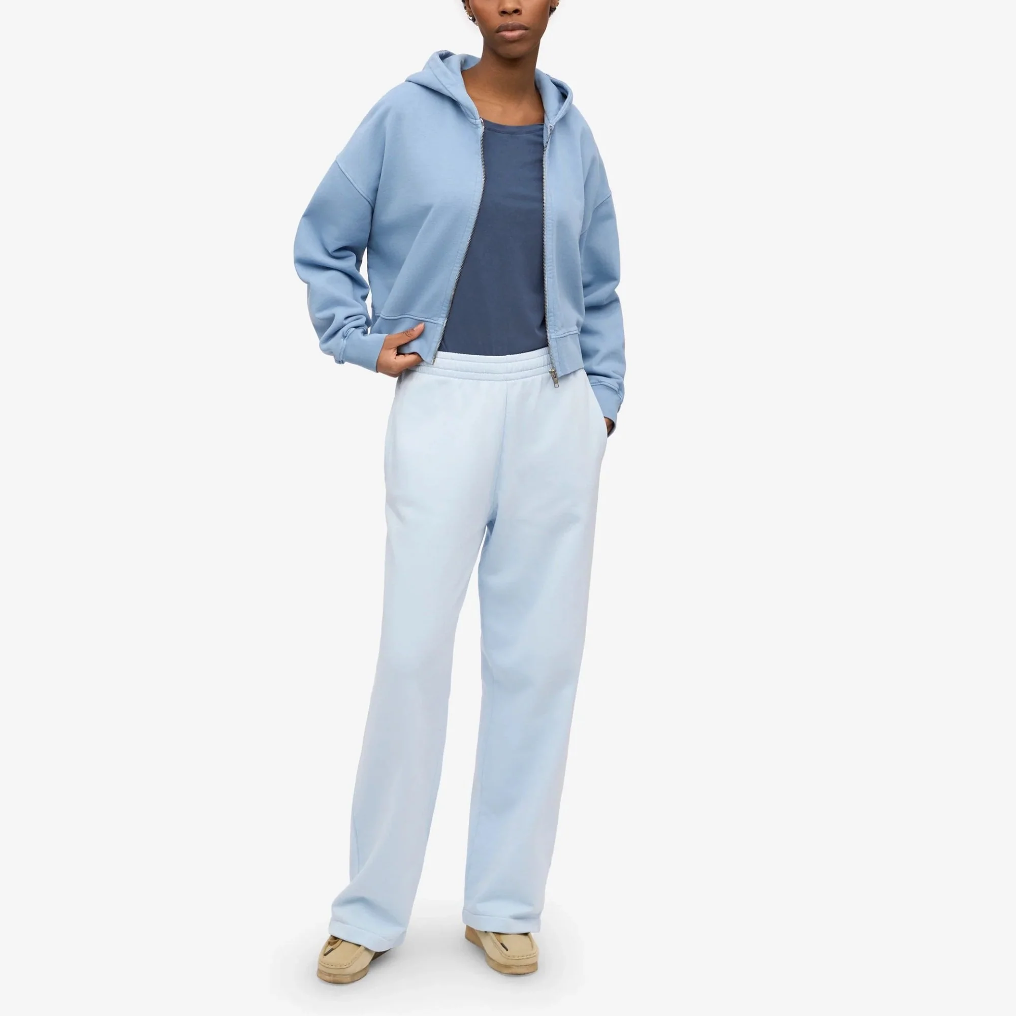 Women's Organic Crop Zip Hood - Seaside Blue - Image 5