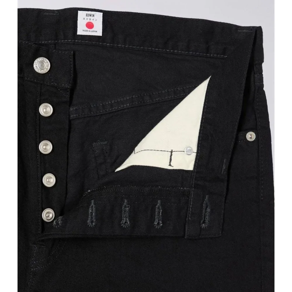 Loose Straight Jeans, 11oz Kaihara Purple x White Selvage - Black Rinsed - Image 6