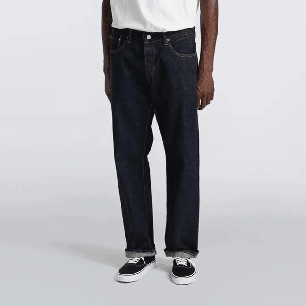 Loose Straight Jeans, 13.5oz Rainbow Selvage - Blue Unwashed - Image 3