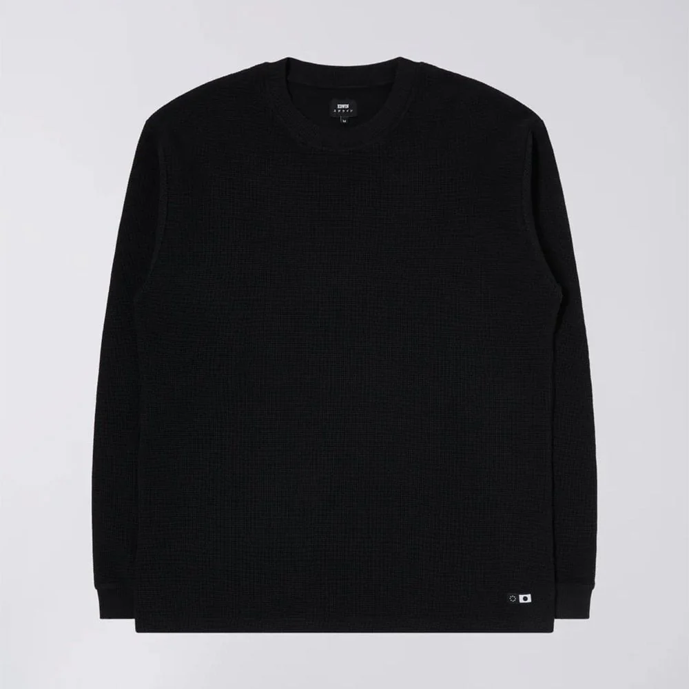 Dizzy Waffle L/S Tee - Black (Garment Dyed)