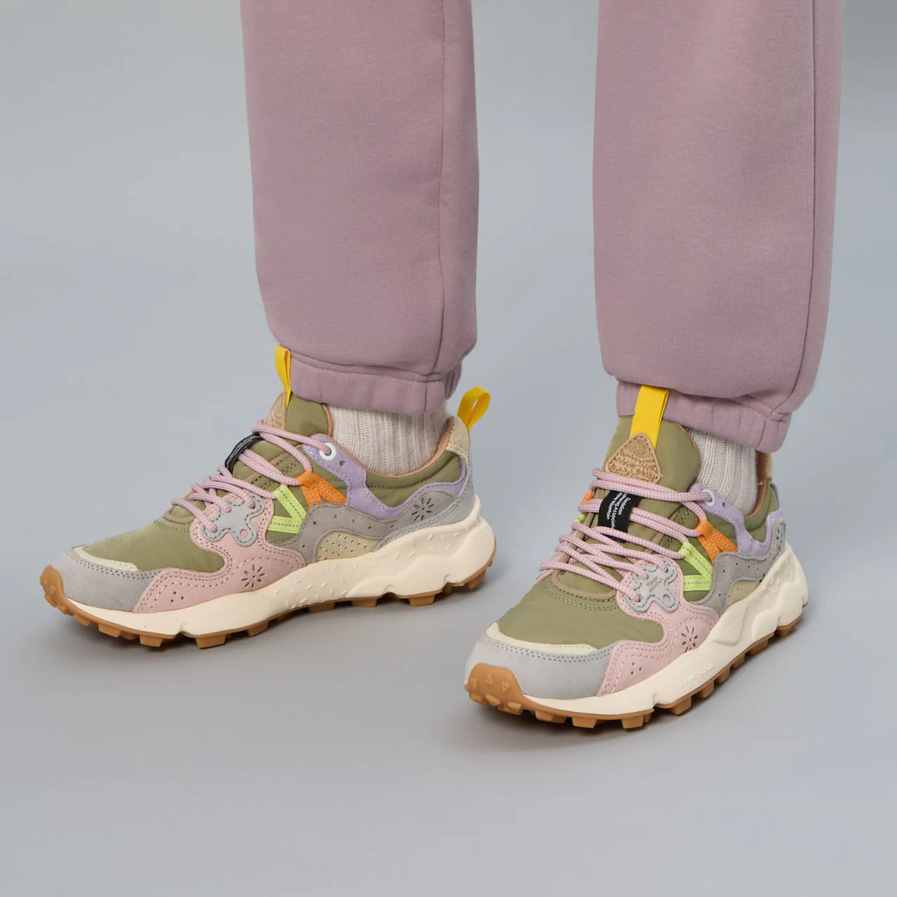 Yamano 3 Woman, Suede / Nylon - Light Grey / Militare / Cipria - Image 6