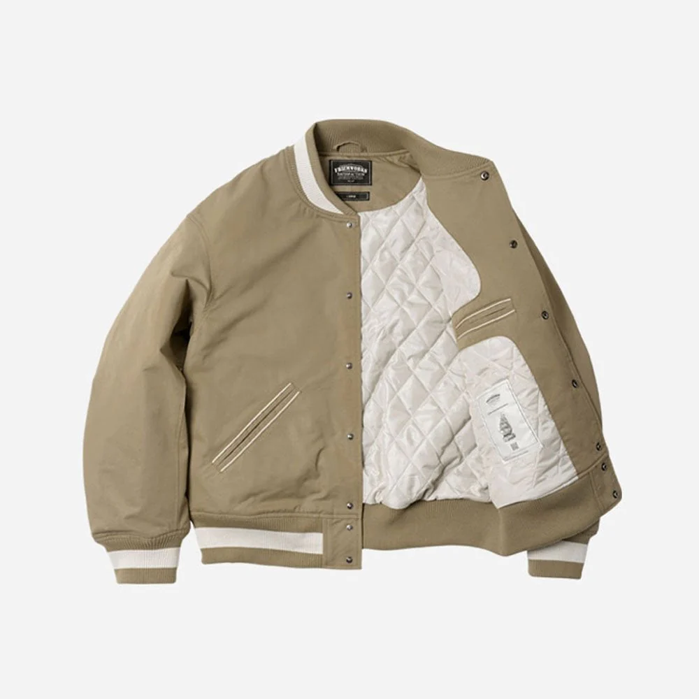 Cavalry Twill Varsity Jacket Beige - Image 2
