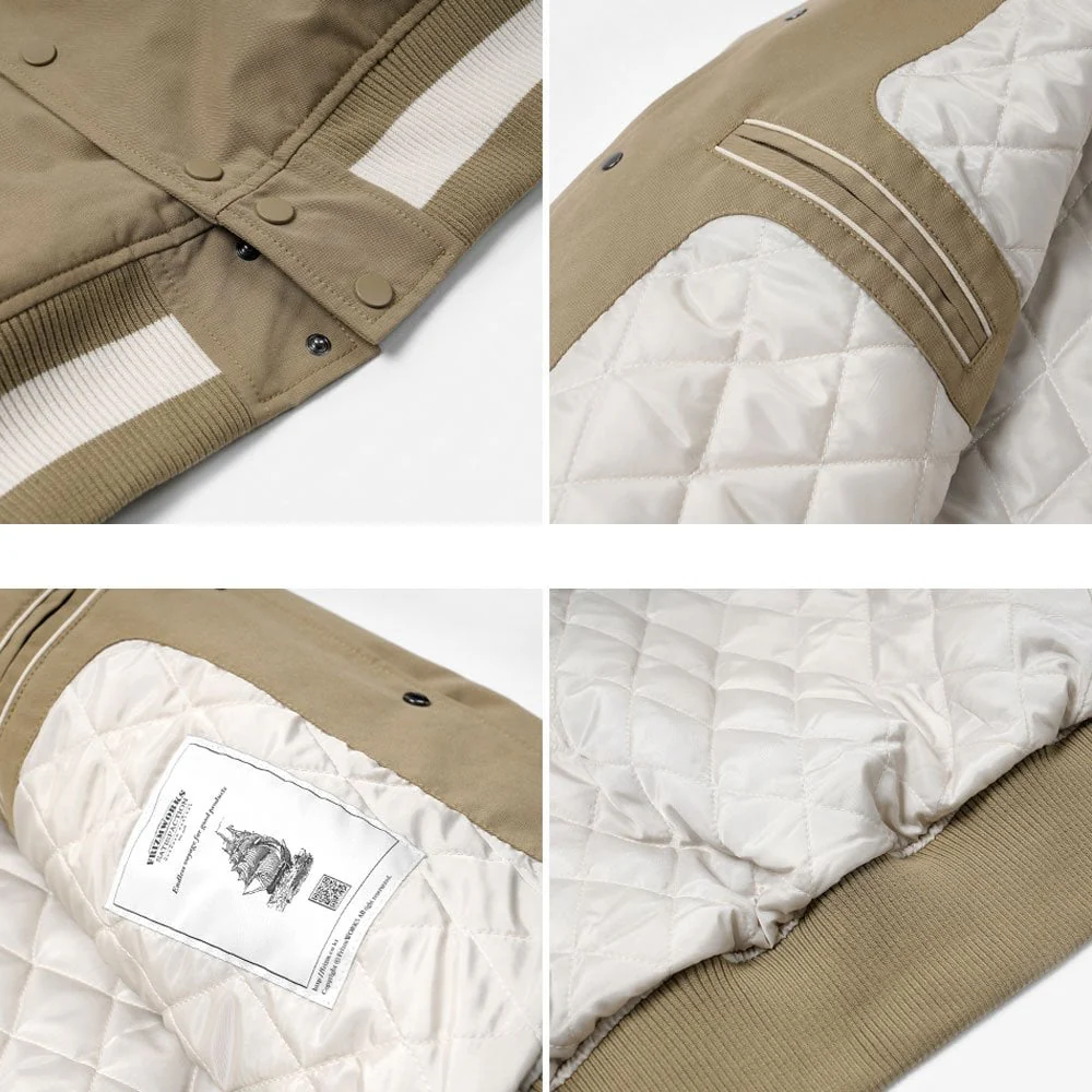 Cavalry Twill Varsity Jacket Beige - Image 5