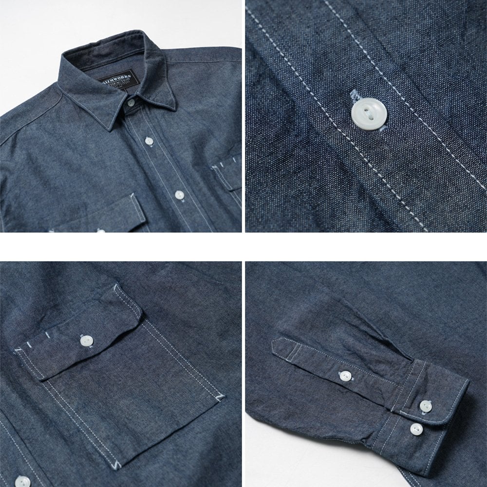 Cigarette Pocket Chambray Shirt - Indigo - Image 3