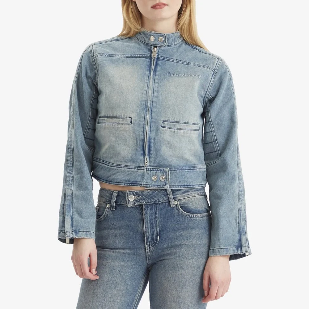 Cropped Boxy Racing Jacket W/ Branding - Image 2