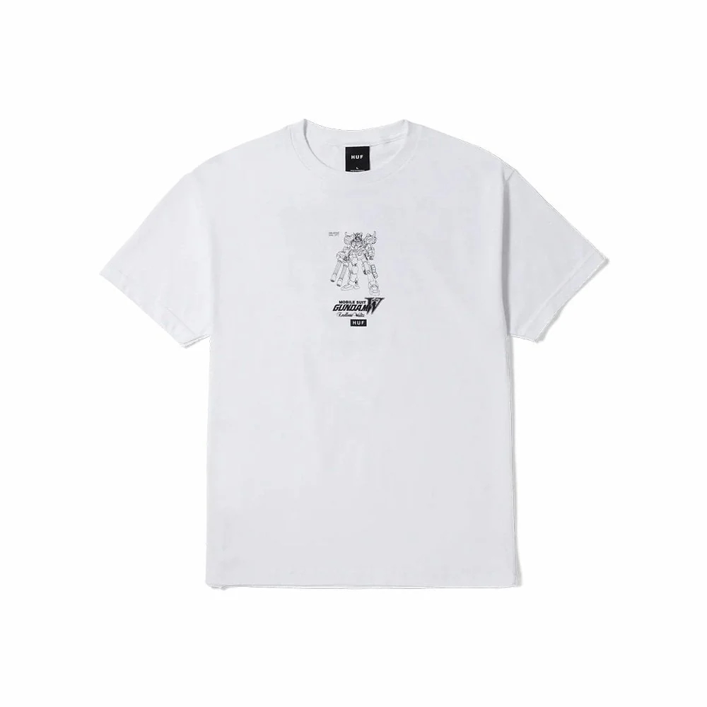 Huf X Gundam Wing Heavy Arms Schematics S/S Tee - White