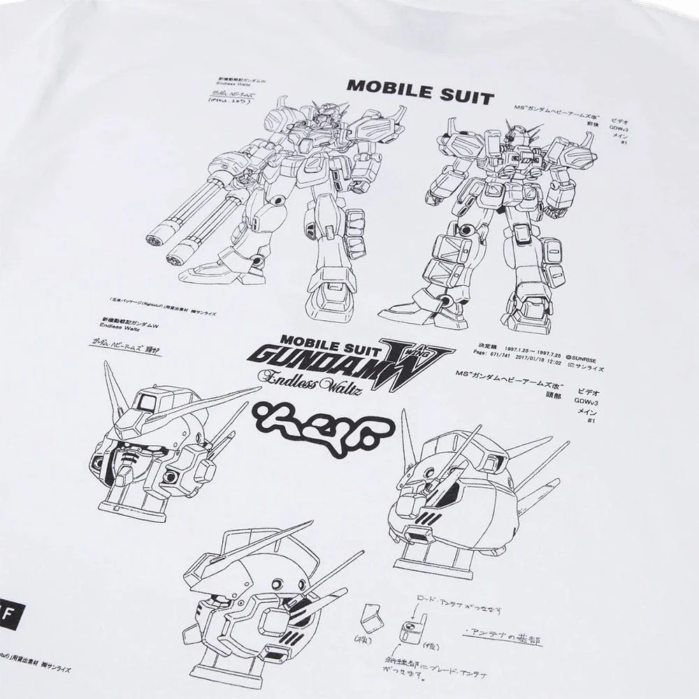 Huf X Gundam Wing Heavy Arms Schematics S/S Tee - White - Image 4