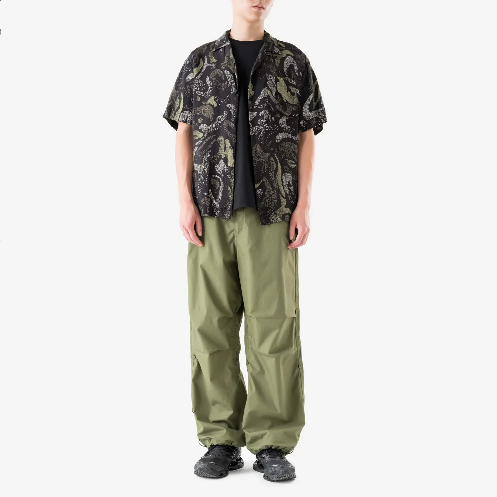7084 DPM Koram Pointilist Camp Collar Shirt Black - Image 5