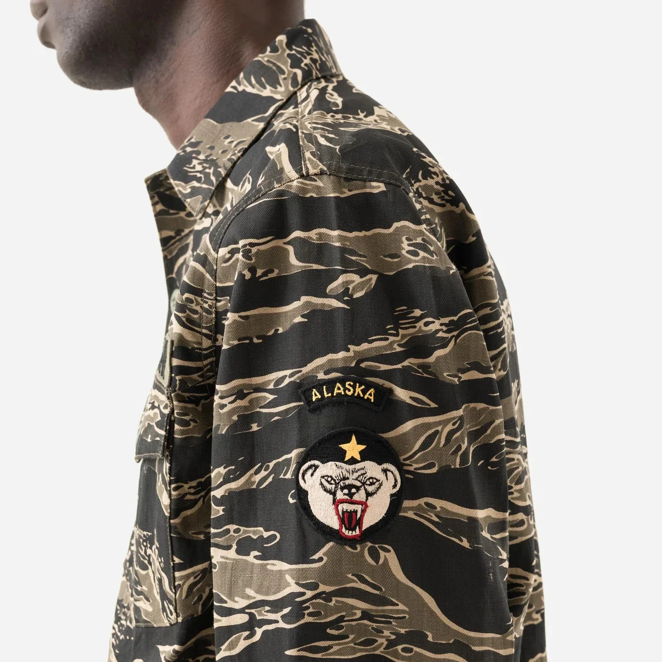 7147 Bonsai Tigerstripe L/S Utility Shirt - Mint Gold - Image 3