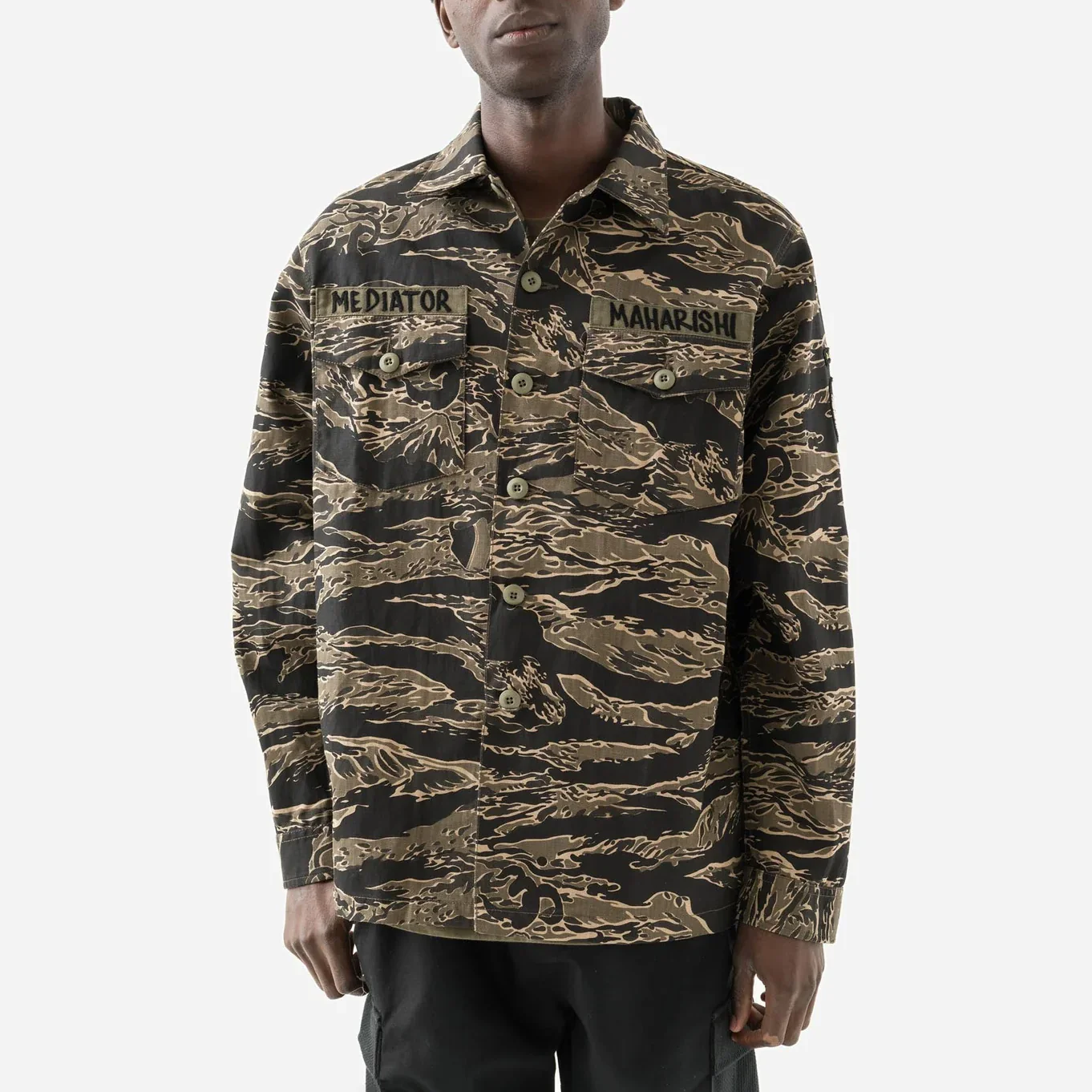7147 Bonsai Tigerstripe L/S Utility Shirt - Mint Gold - Image 4