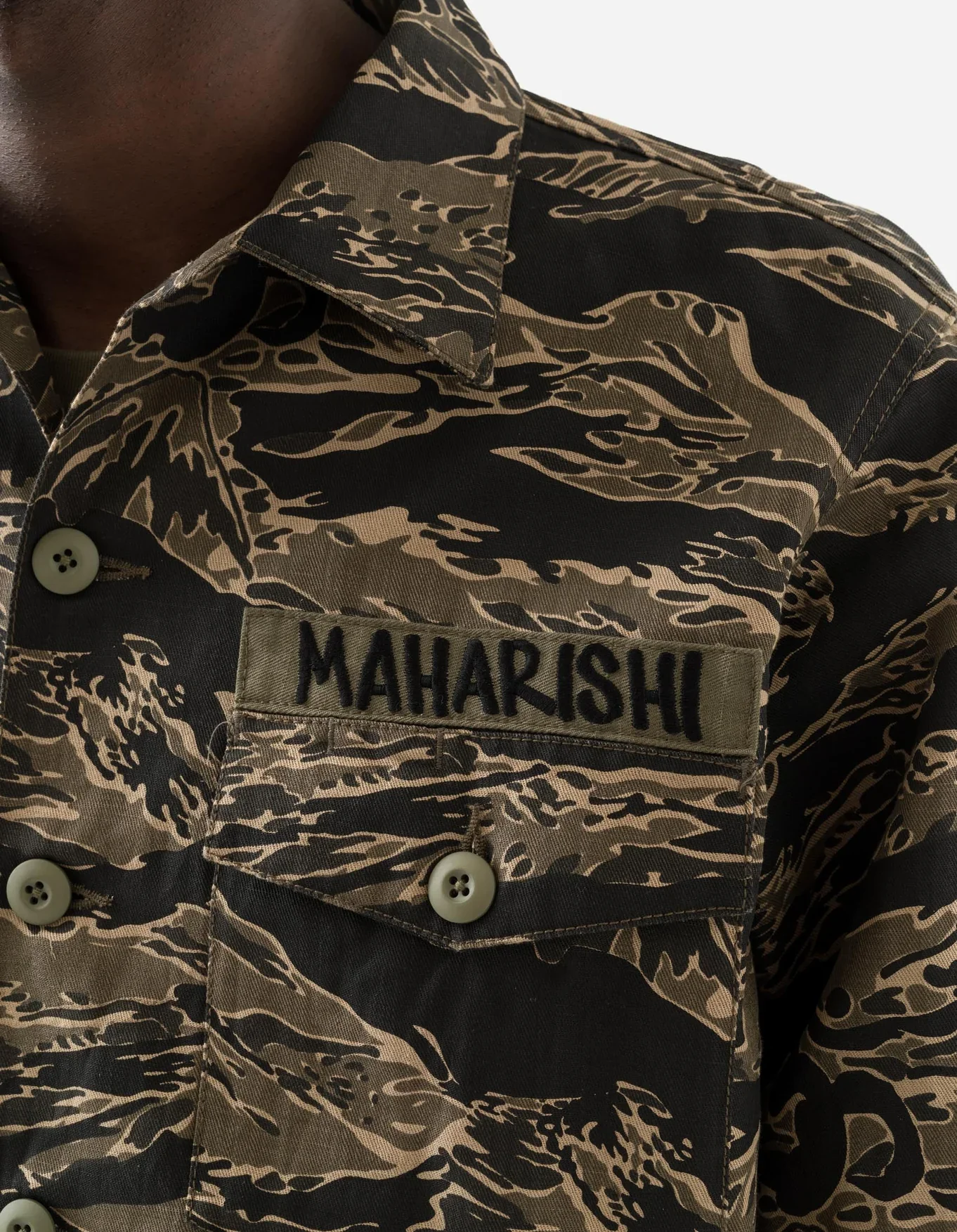 7147 Bonsai Tigerstripe L/S Utility Shirt - Mint Gold - Image 7
