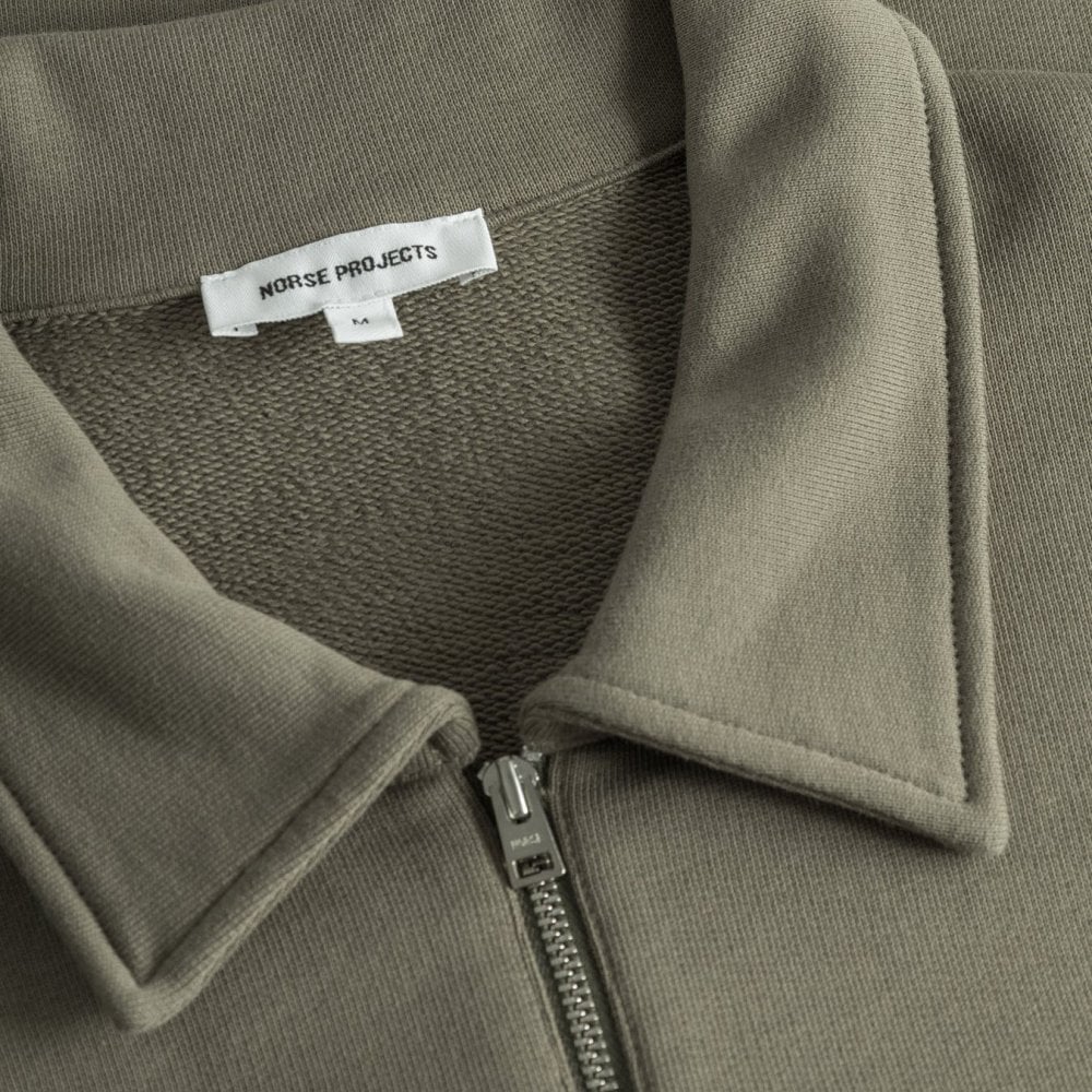 Ketel Relaxed Organic Norse Logo 1/2 Zip - Sediment Green - Image 3