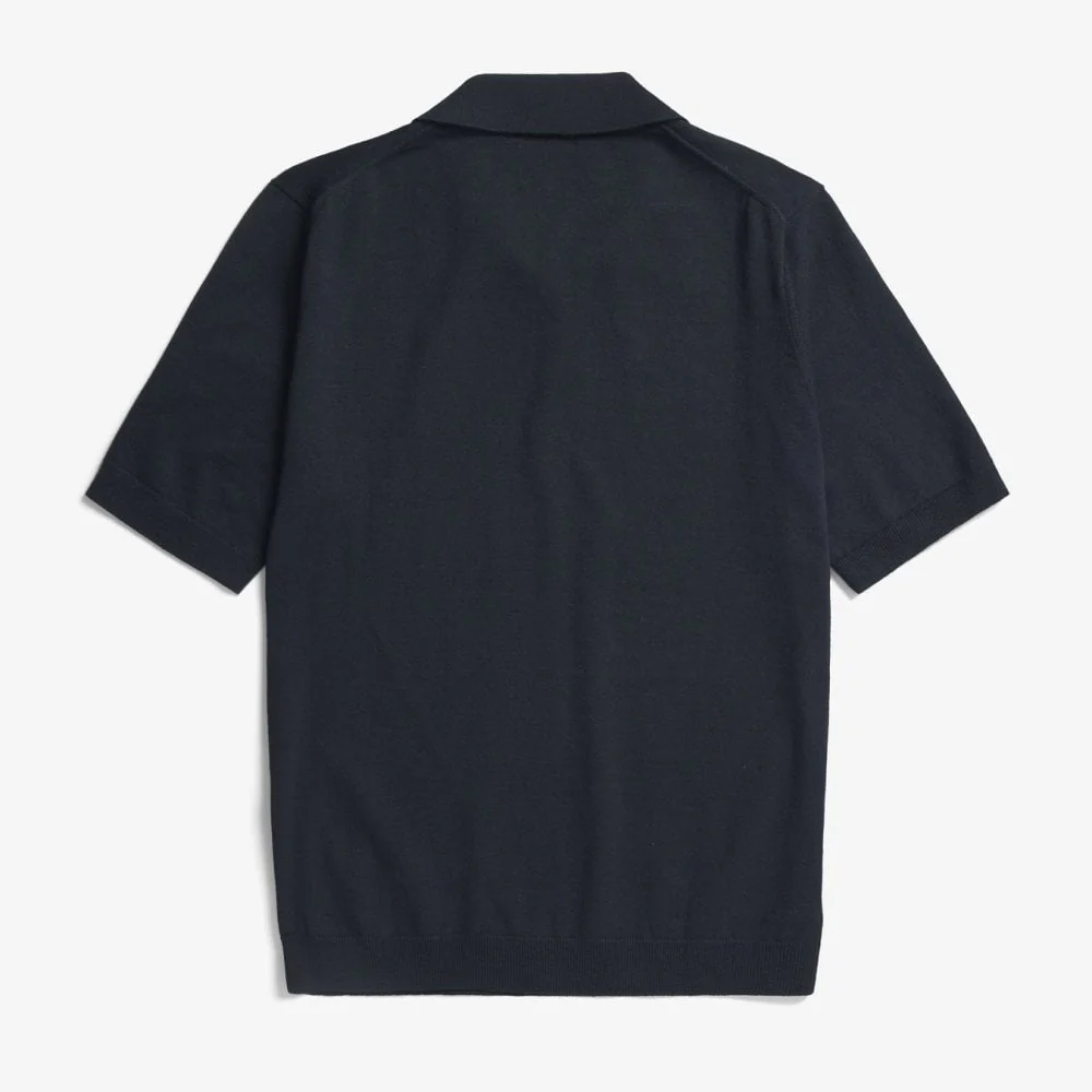 Leif Cotton Linen Polo - Dark Navy - Image 2