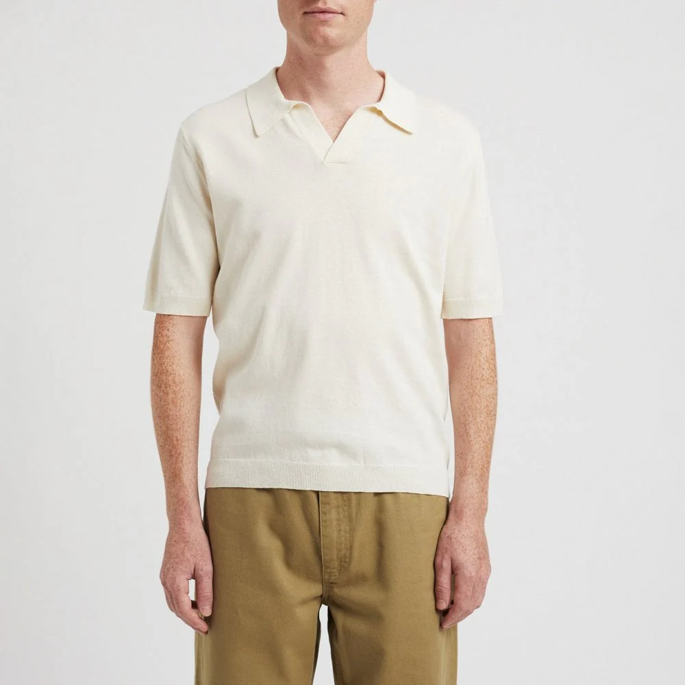 Leif Cotton Linen Polo - Kit White - Image 3