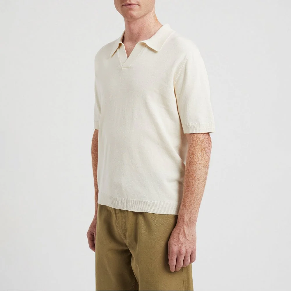 Leif Cotton Linen Polo - Kit White - Image 4