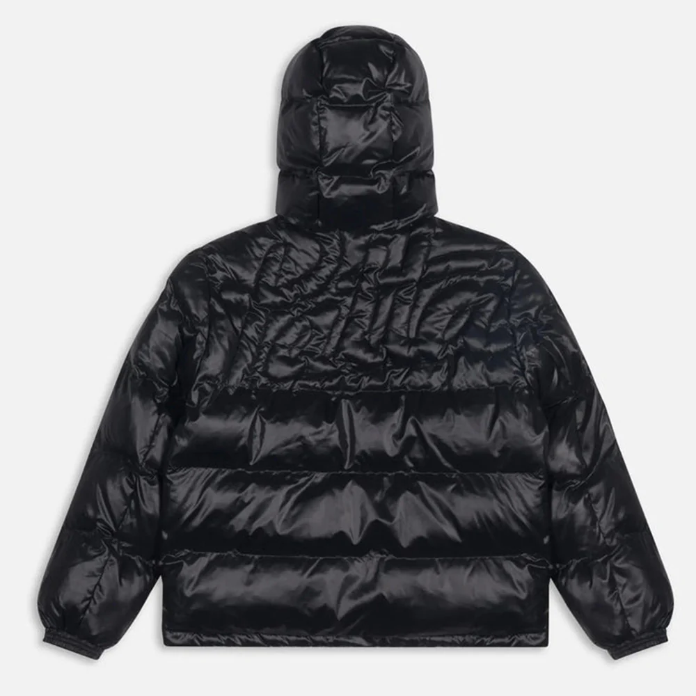 Quilted Script Logo Puffer Jacket- Black - Image 2