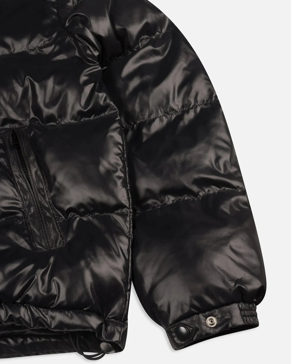 Quilted Script Logo Puffer Jacket- Black - Image 5