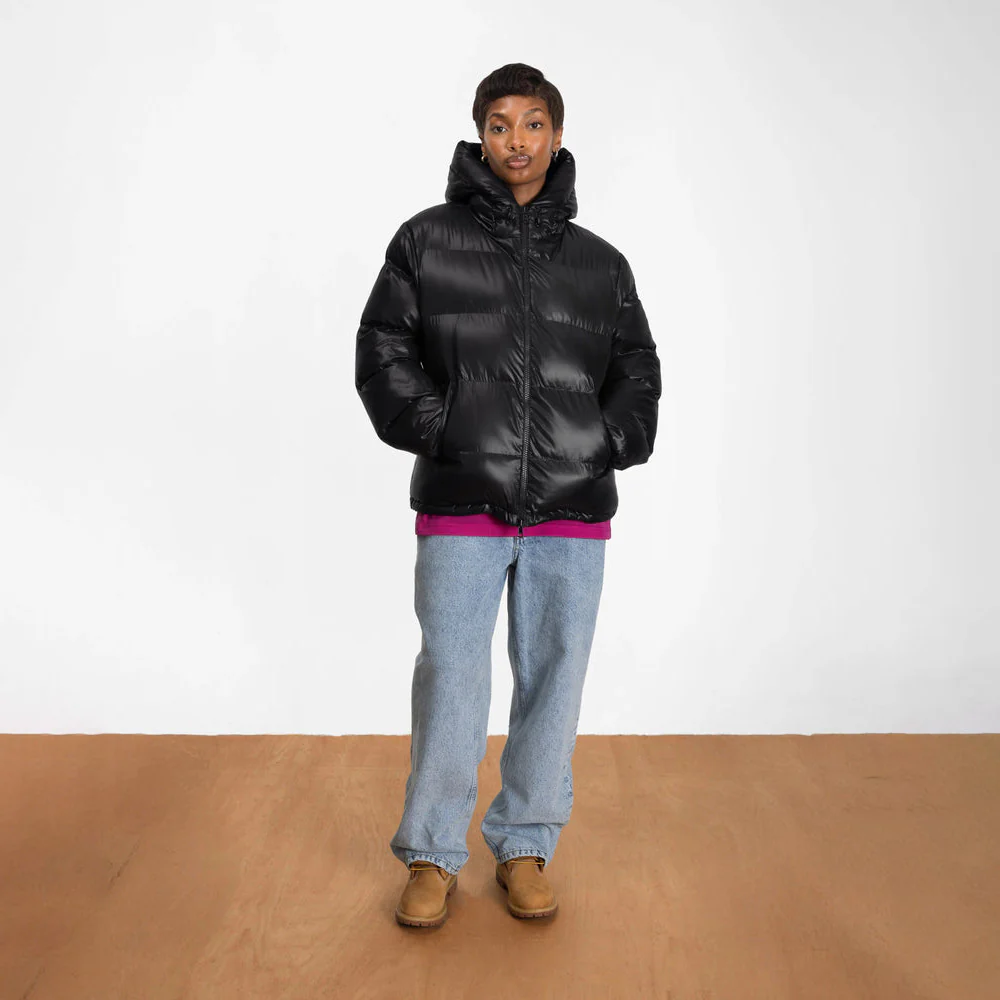 Quilted Script Logo Puffer Jacket- Black - Image 6