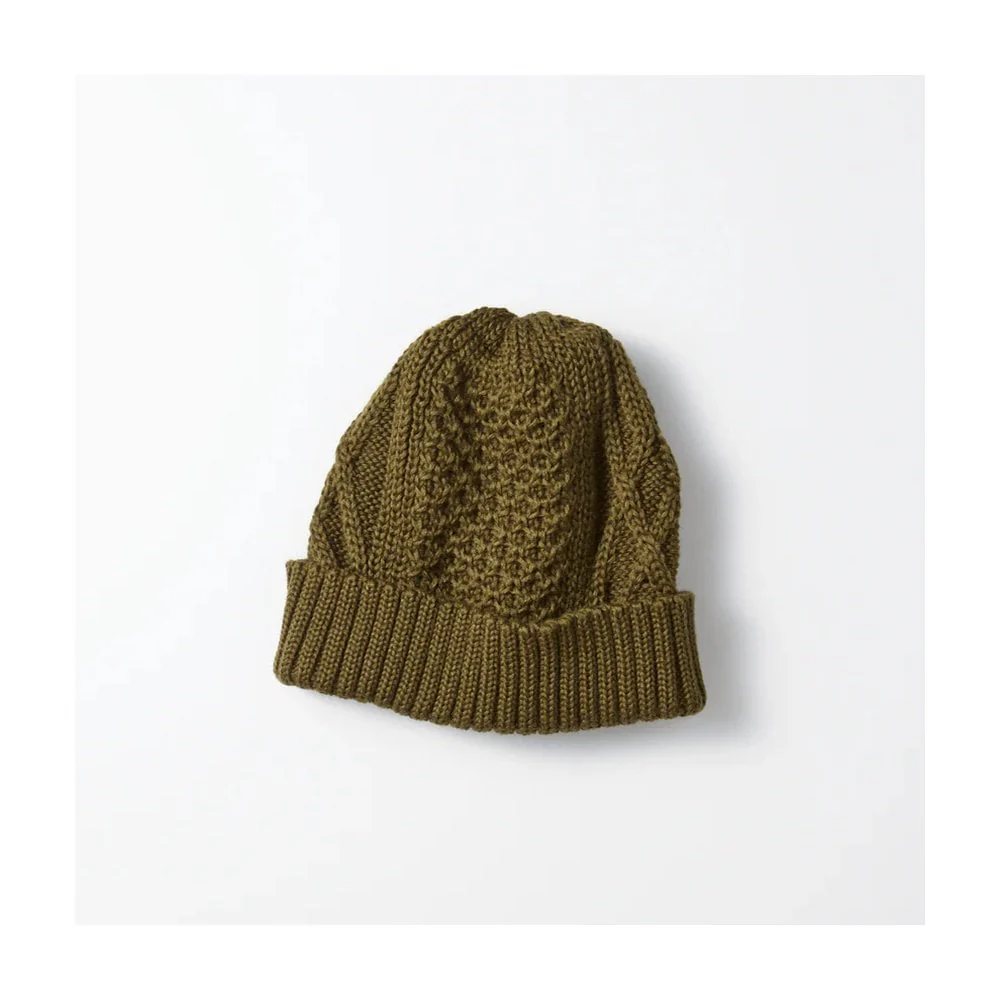 AC/W Aran Cable Watch Cap - Olive