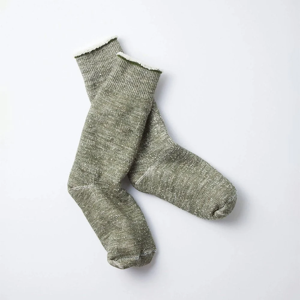 Double Face Crew Socks - Army Green