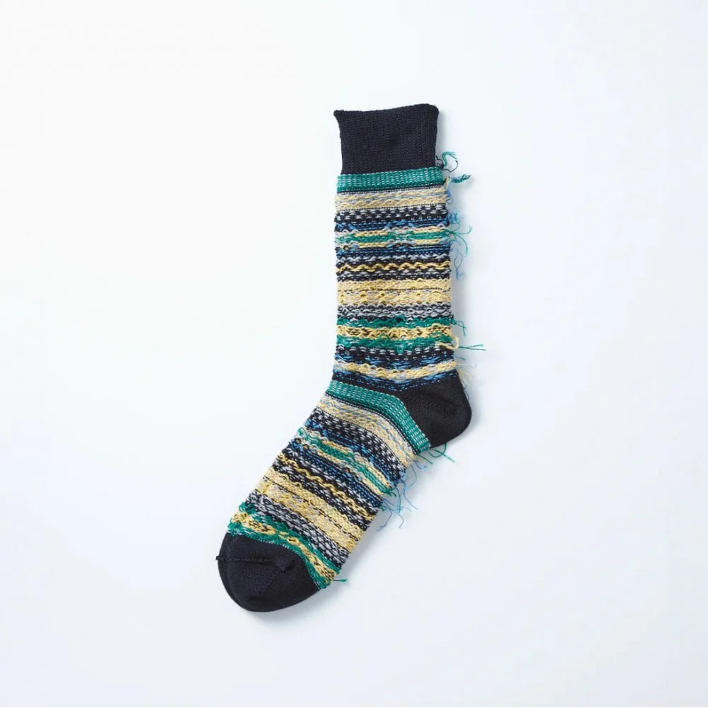 Jacquard Crew Socks Fairisle - Black - Image 2