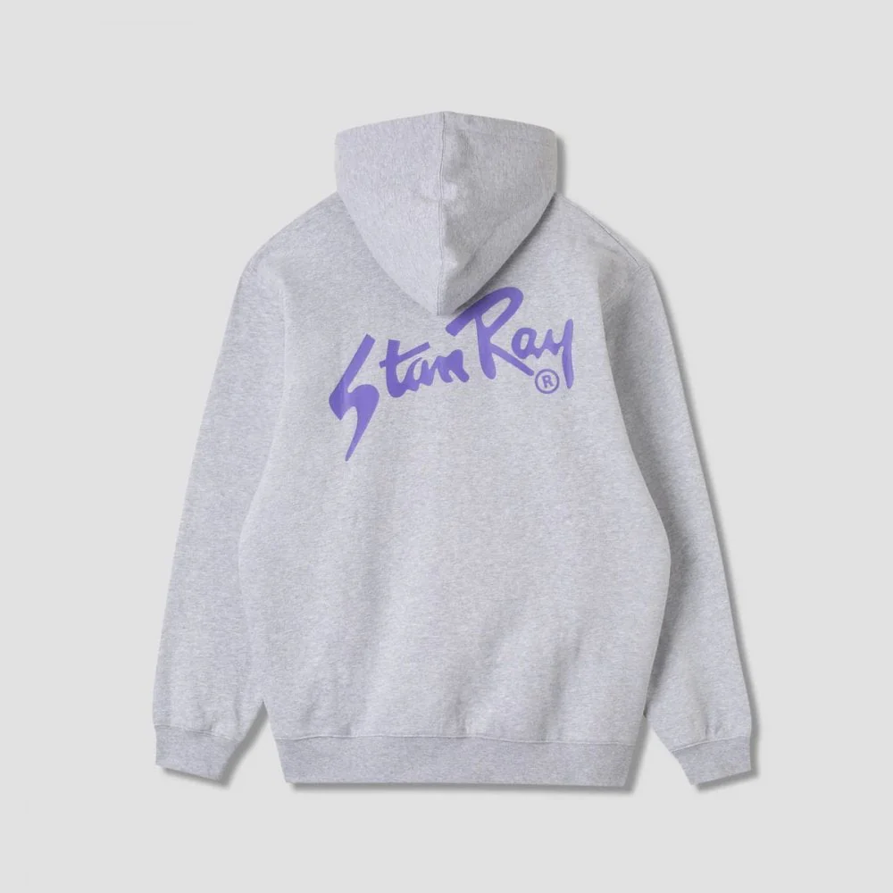 Stan OG Zip Hood - Grey Marl / Navy Print - Image 2