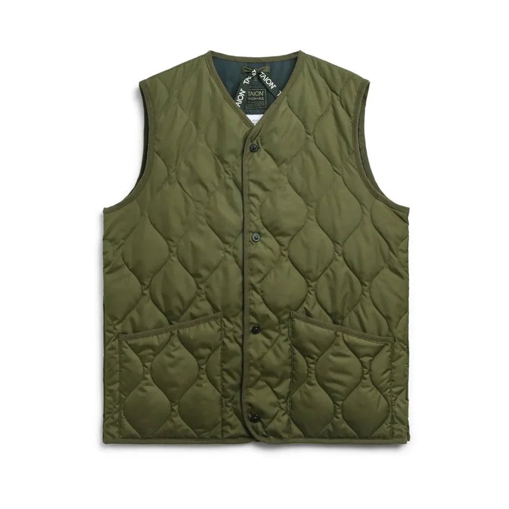 Military V Neck Snap Button Down Vest
