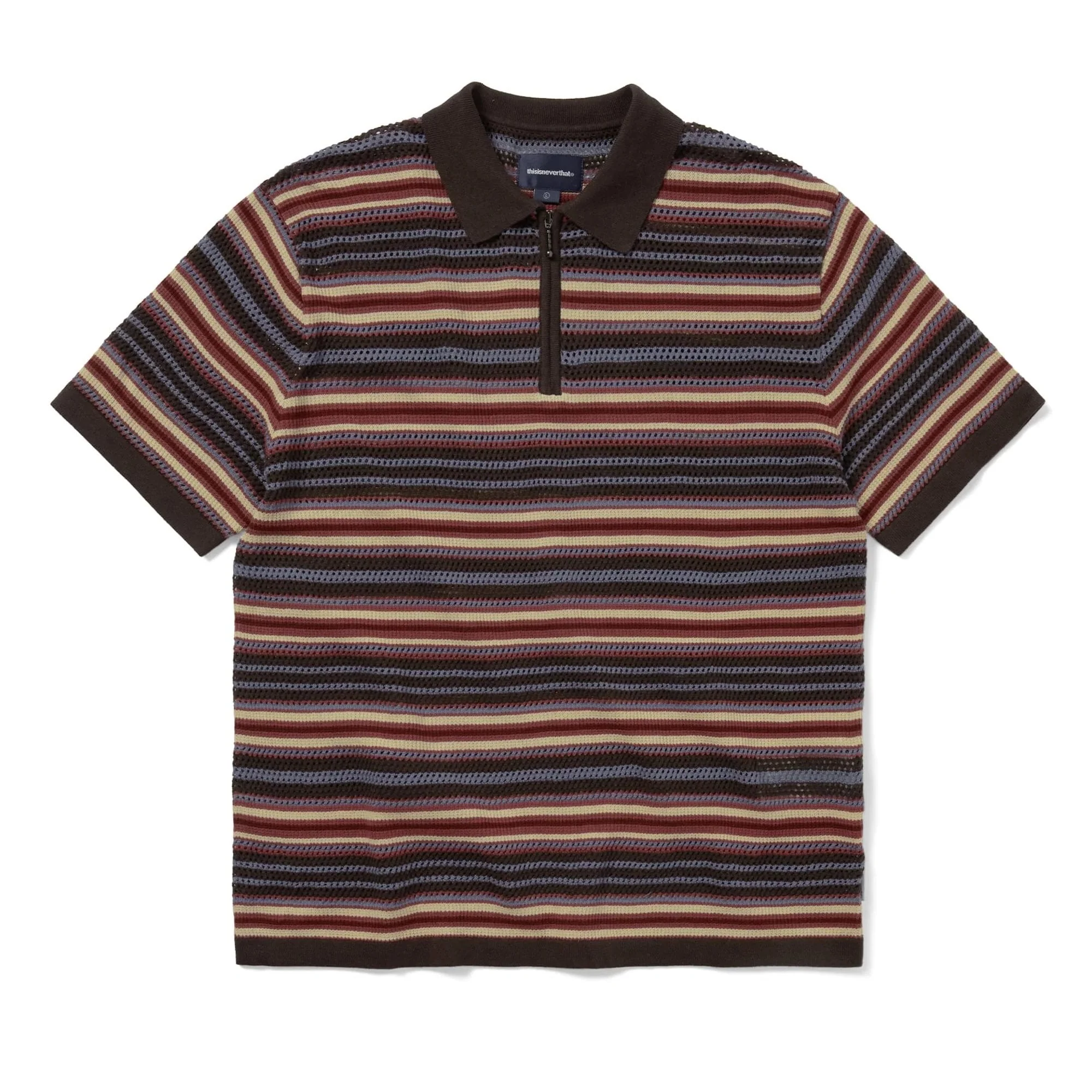 Striped S/S Knit Polo - Red