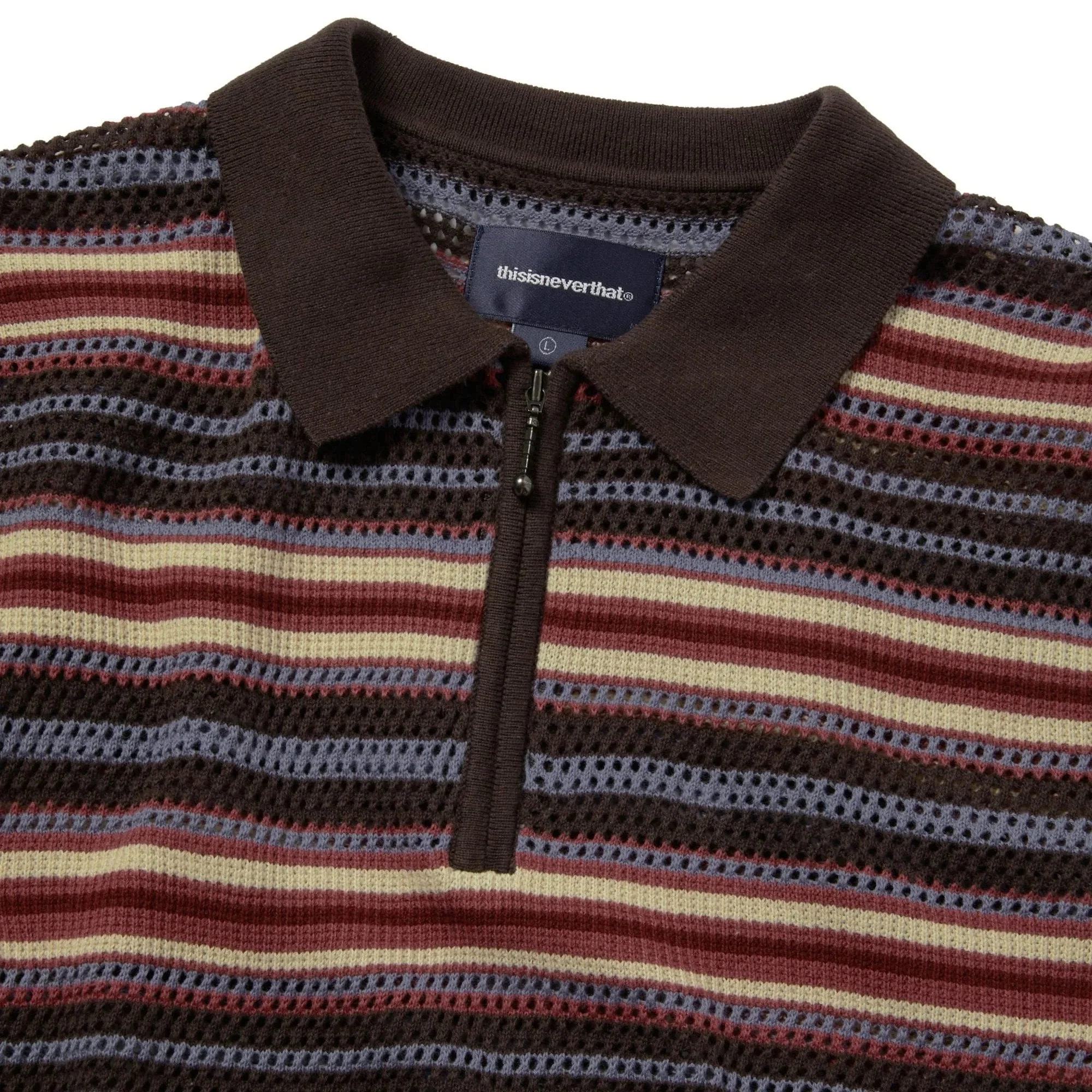 Striped S/S Knit Polo - Red - Image 3