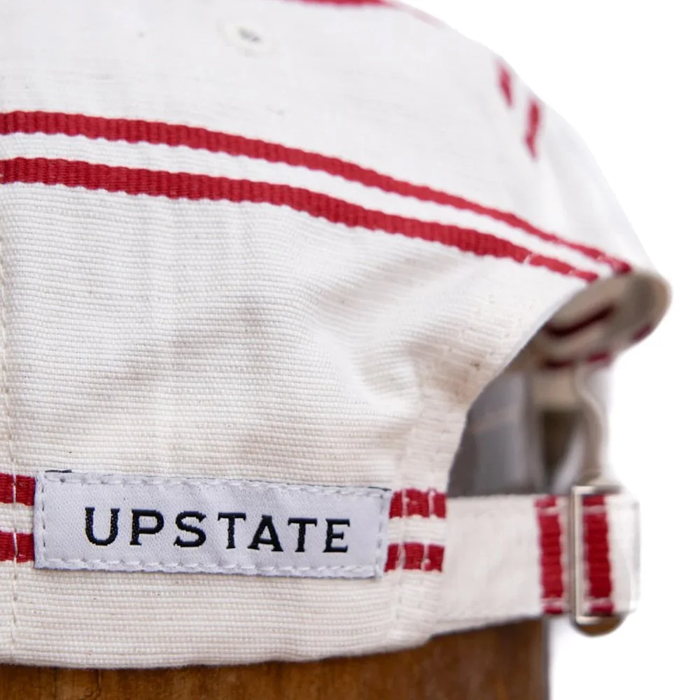 6-Panel Ballpark Cap Japanese Linen - Red Stripe - Image 2