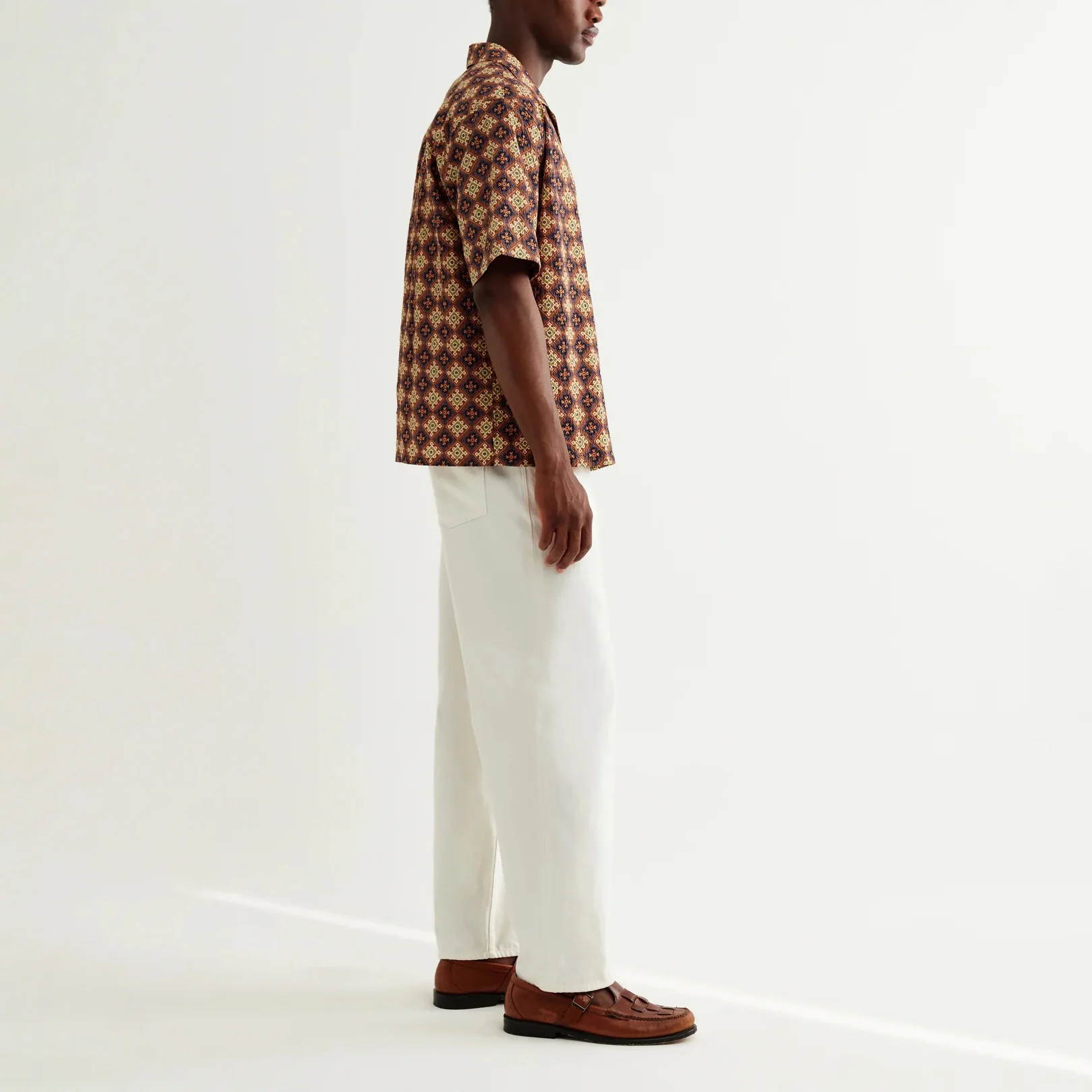 Didcot SS Shirt, Seersucker Tiles - Rust / Multi - Image 5