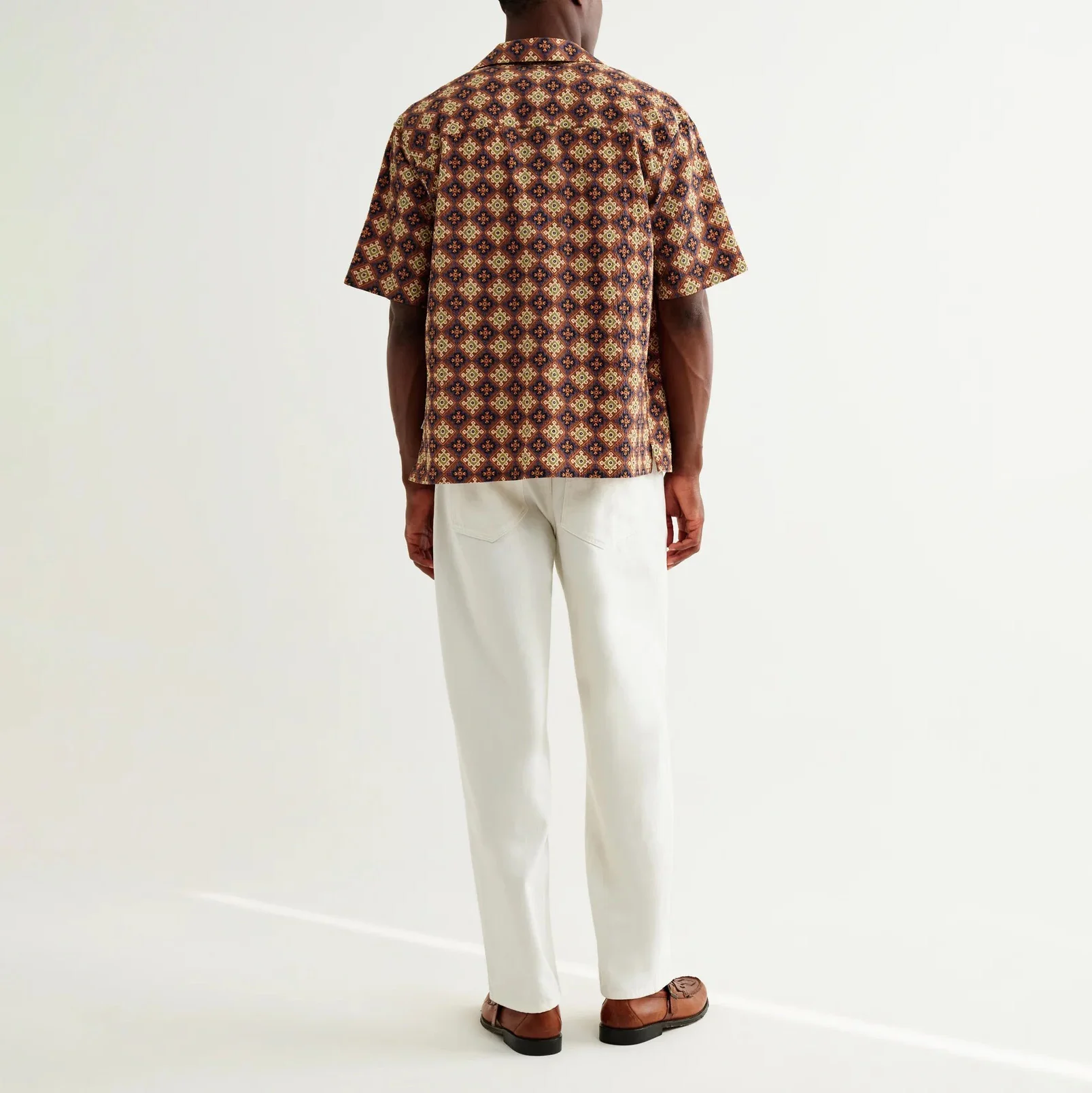 Didcot SS Shirt, Seersucker Tiles - Rust / Multi - Image 6