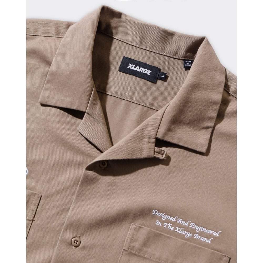 Embroidered S/S Work Shirt - Beige - Image 5