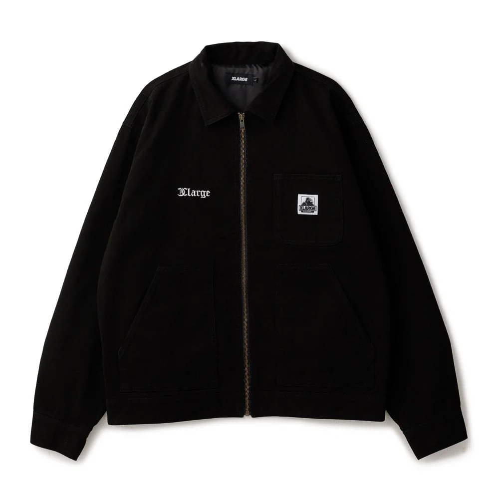 Embroidered Work Jacket - Black